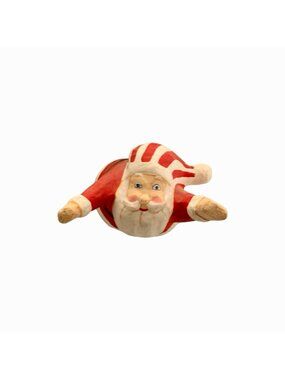 Flying Santa Figure Paper-Mache on String Vintage Folk Art Christmas Decor